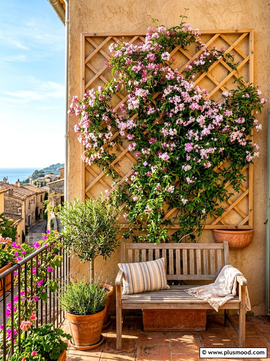 Wooden Wall Trellis - 25 summer apartment balcony ideas
