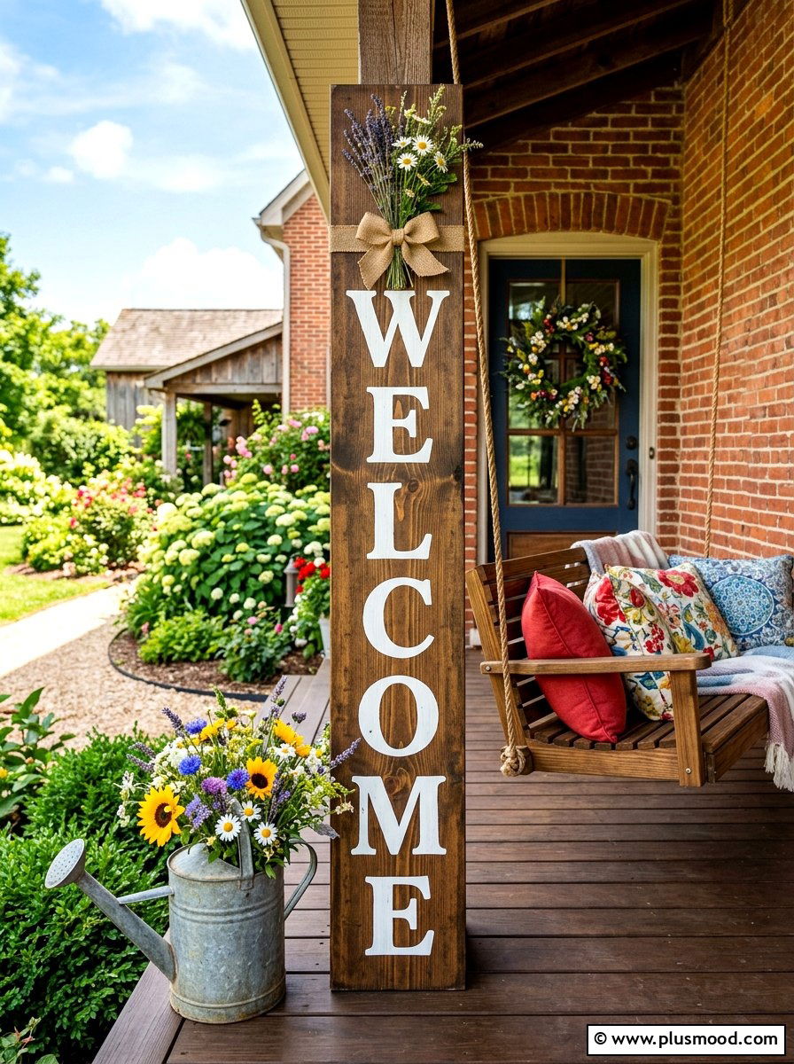 Wooden Welcome Summer Door Sign - 25 summer door decor ideas for summer