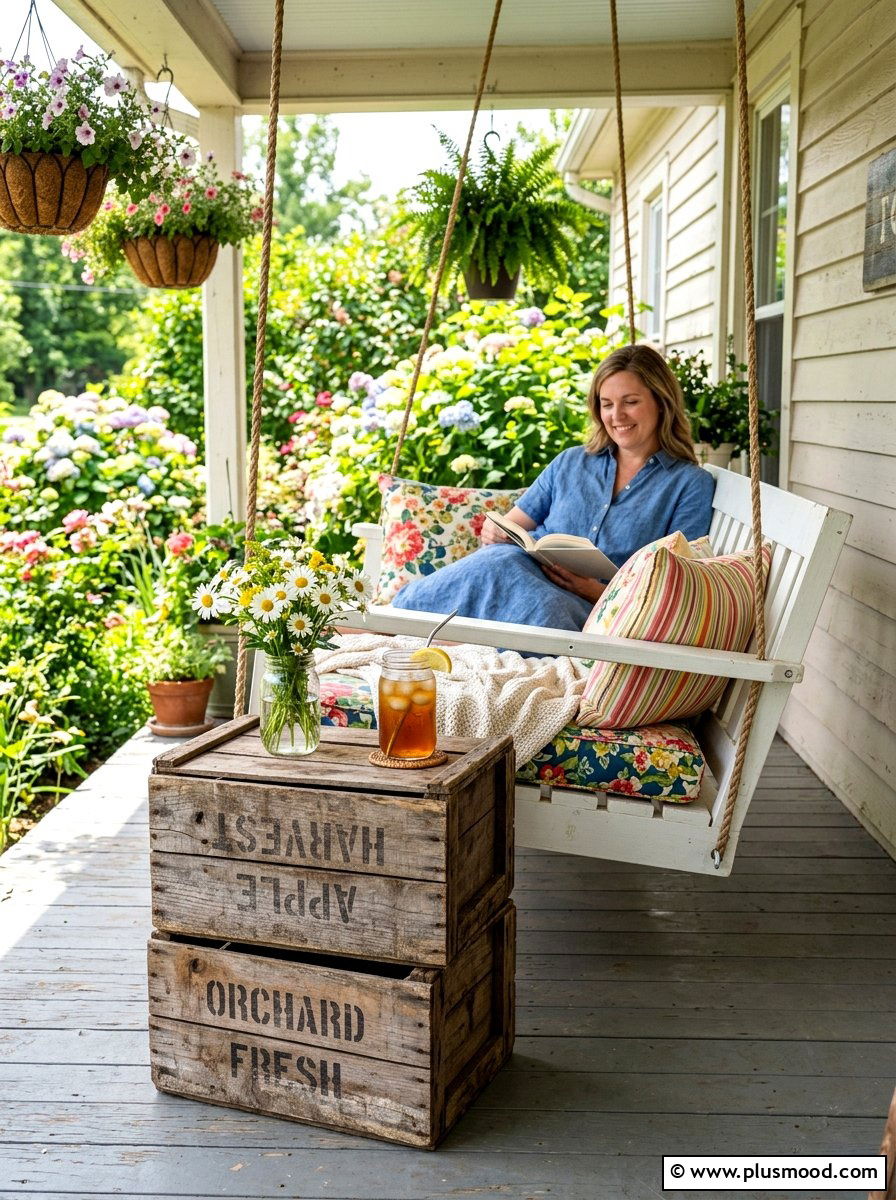 Wooden crate side table - 25 summer farmhouse outdoor entertaining ideas