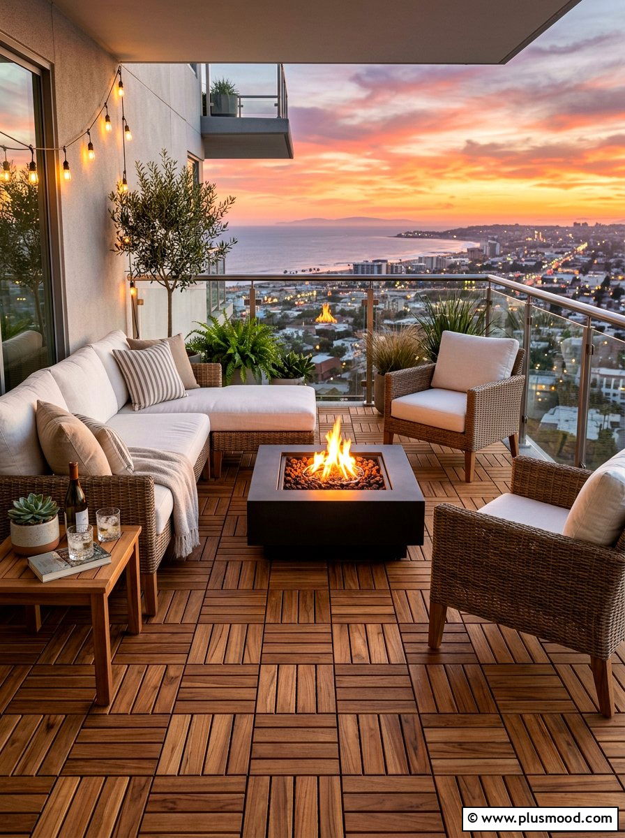 Wooden deck tiles - 25 summer balcony decor ideas