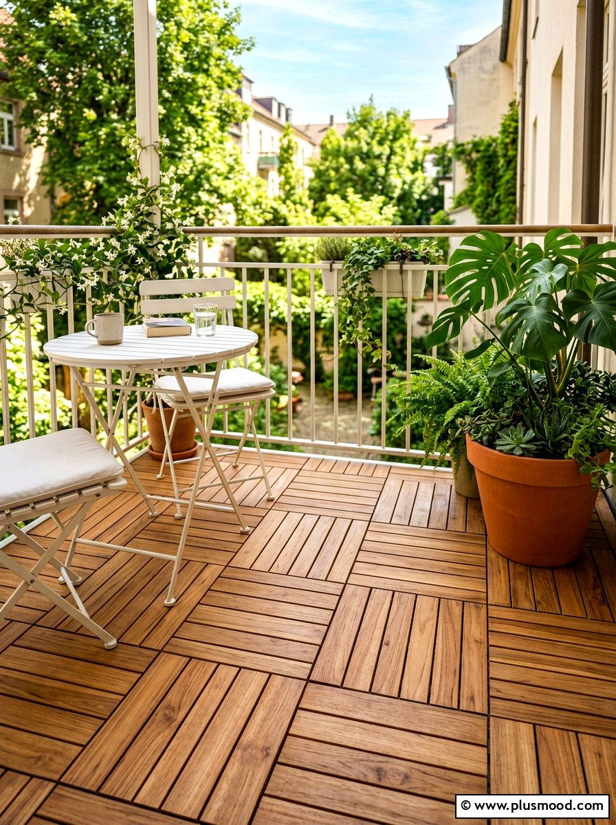Wooden deck tiles - 25 late summer balcony ideas