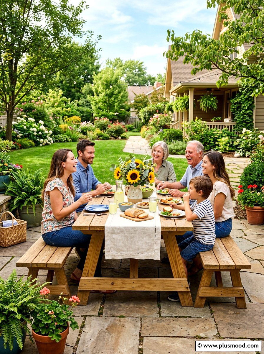 Wooden picnic table - 25 summer garden seating ideas
