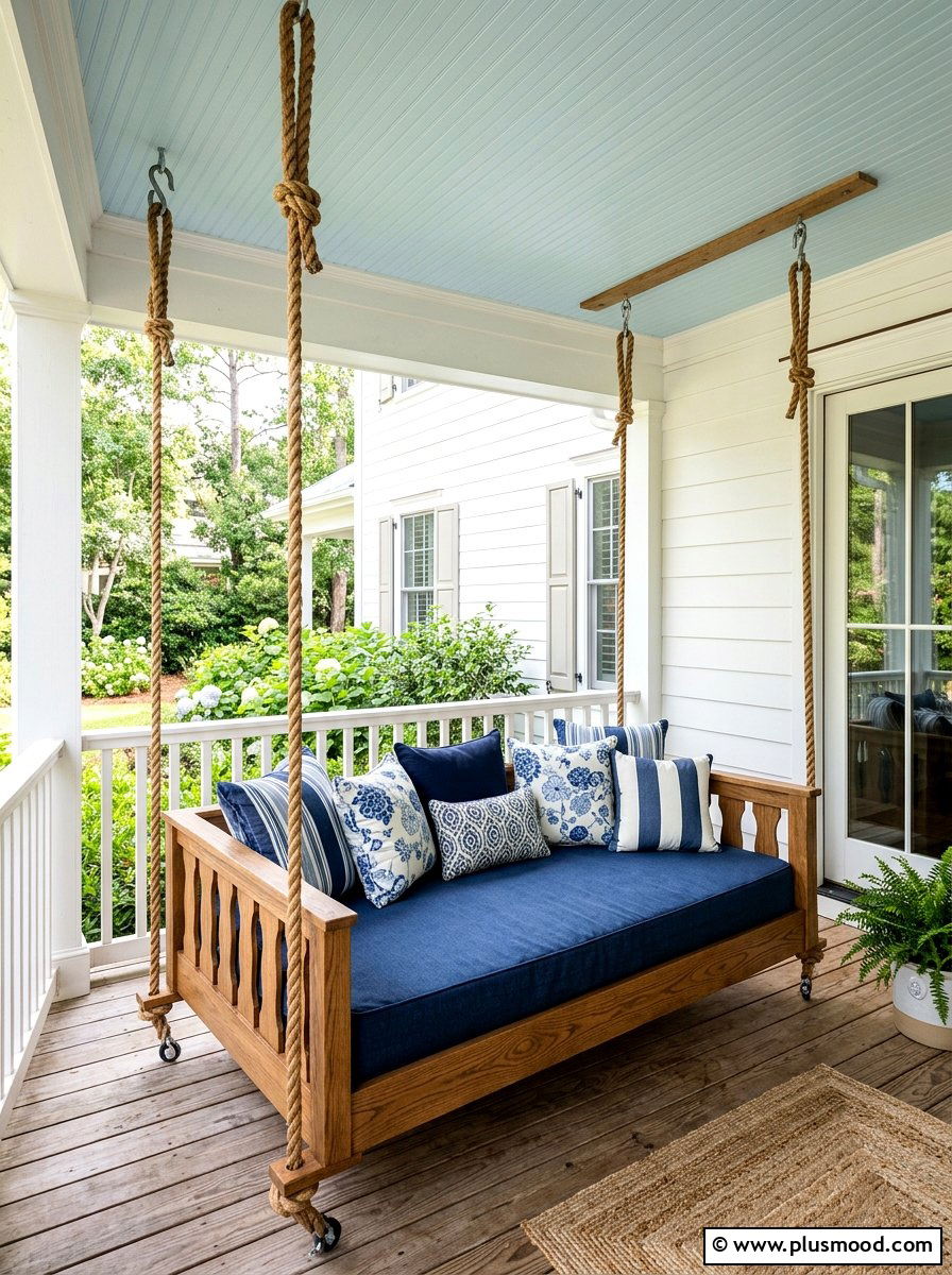 Wooden porch swing bed - 25 summer porch ideas