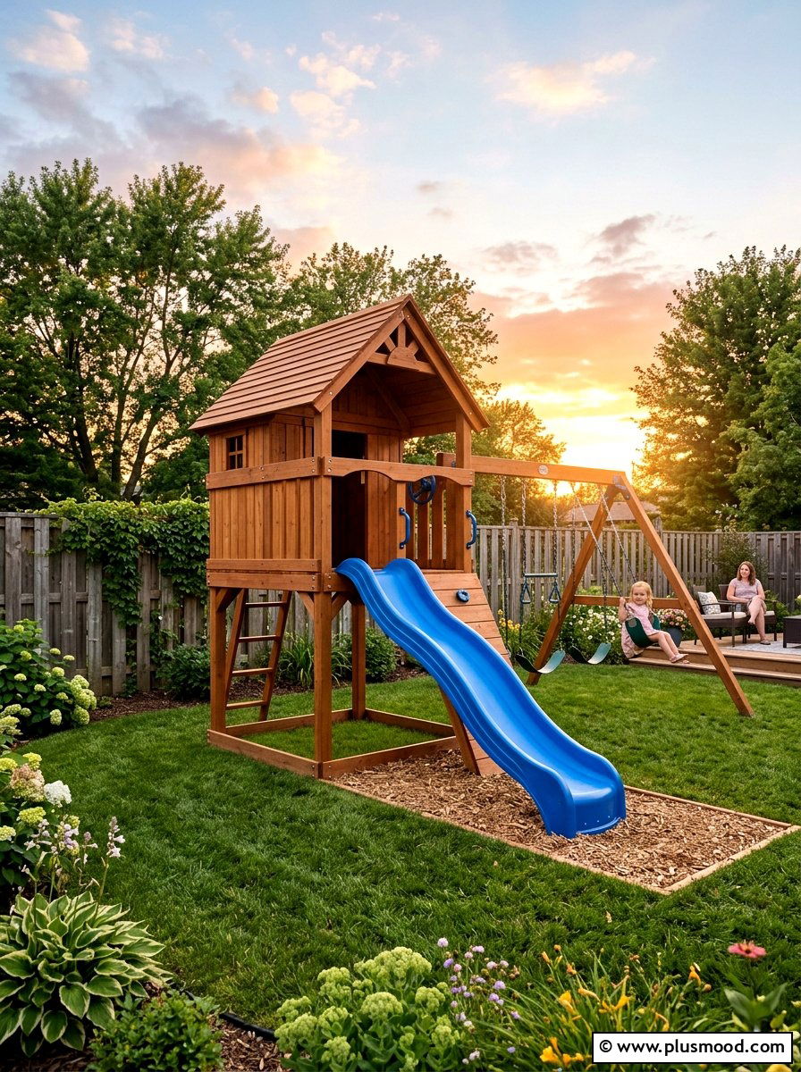 25 Small Backyard Ideas With Swing Set for Family Fun