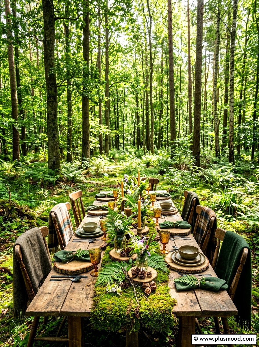 Woodland Forest Table - 25 summer outdoor buffet ideas