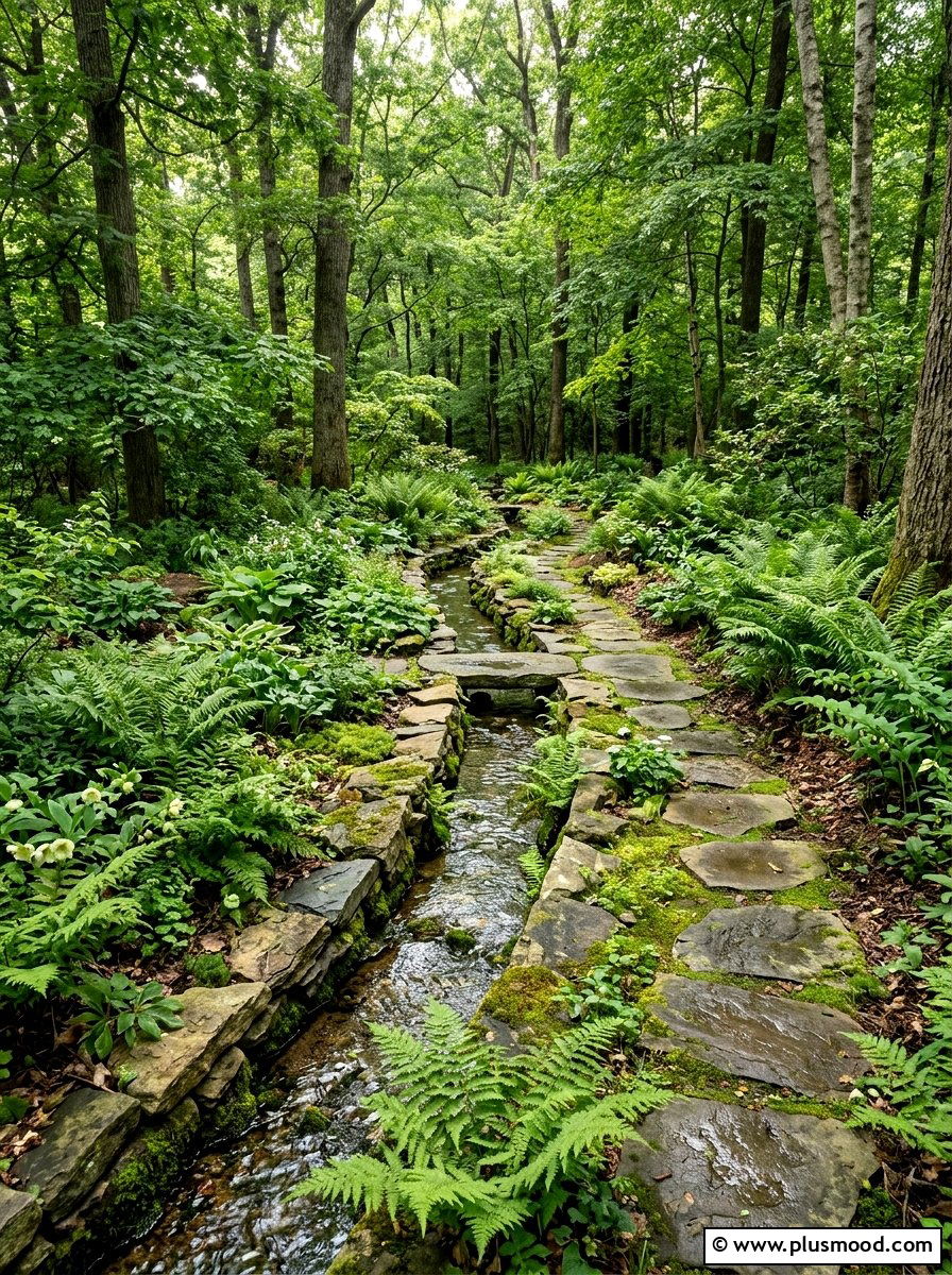 Woodland Rill Garden - 25 outdoor garden decor ideas with water features