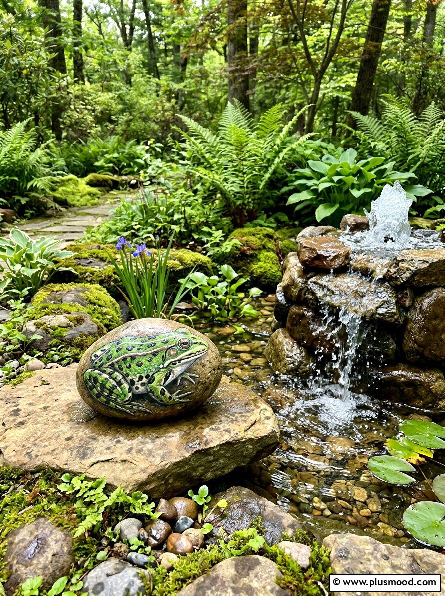 Woodland frog rock - 25 painted rock ideas with forest animals