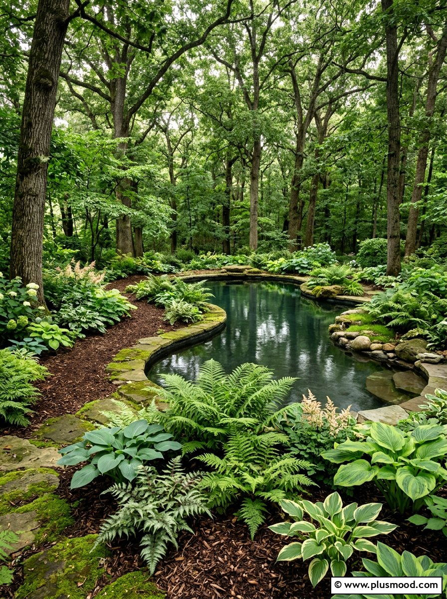Woodland pool area - 25 pool landscaping ideas with curved edges