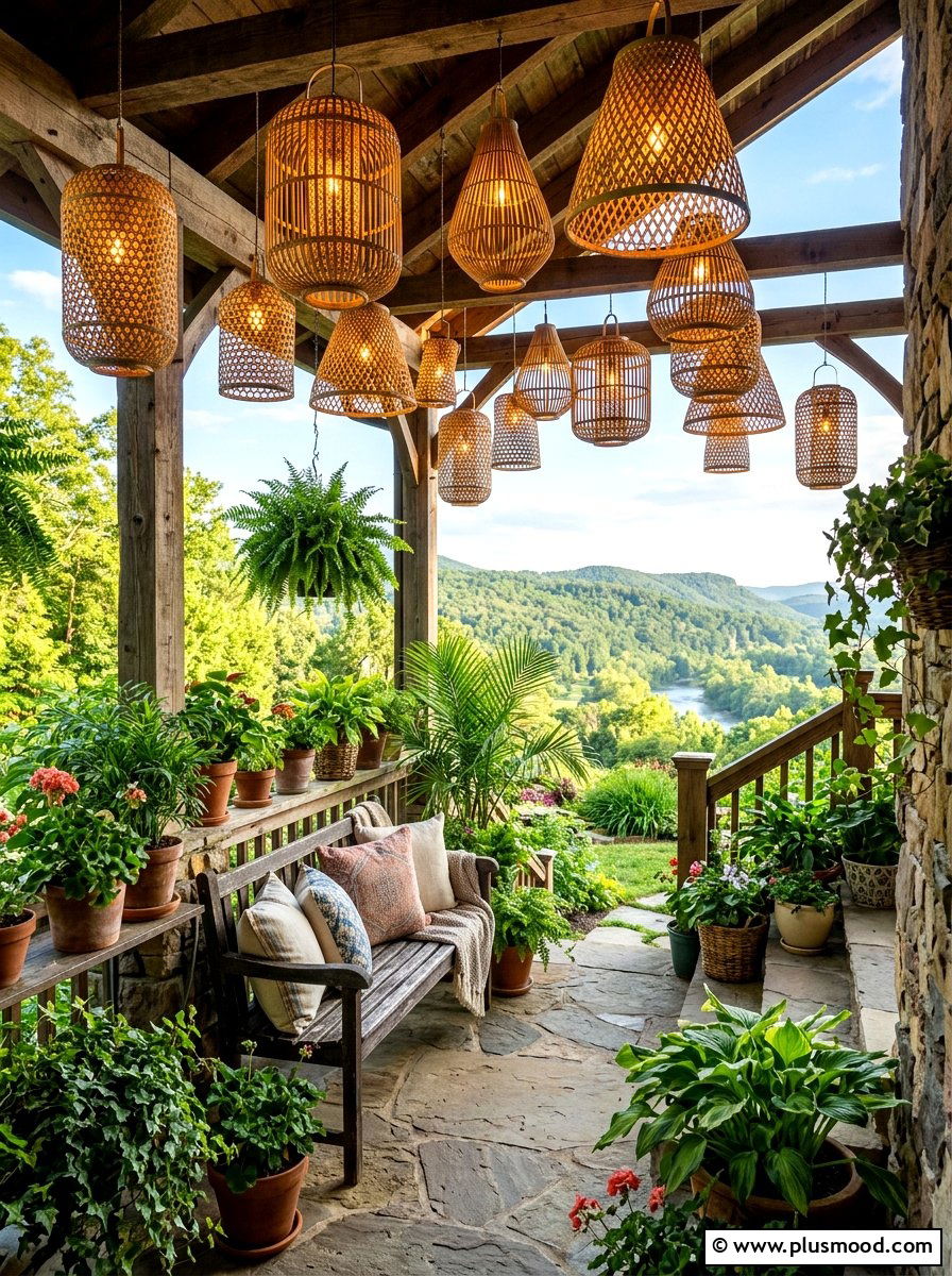 Woven Bamboo Lantern - 25 summer front porch lantern ideas