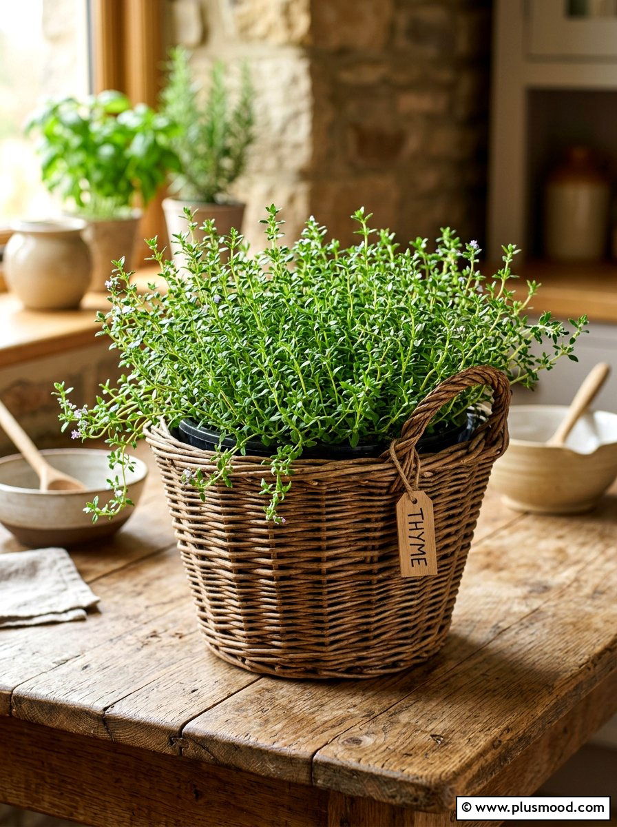 Woven Basket Herb Planter - 25 summer herb planter ideas