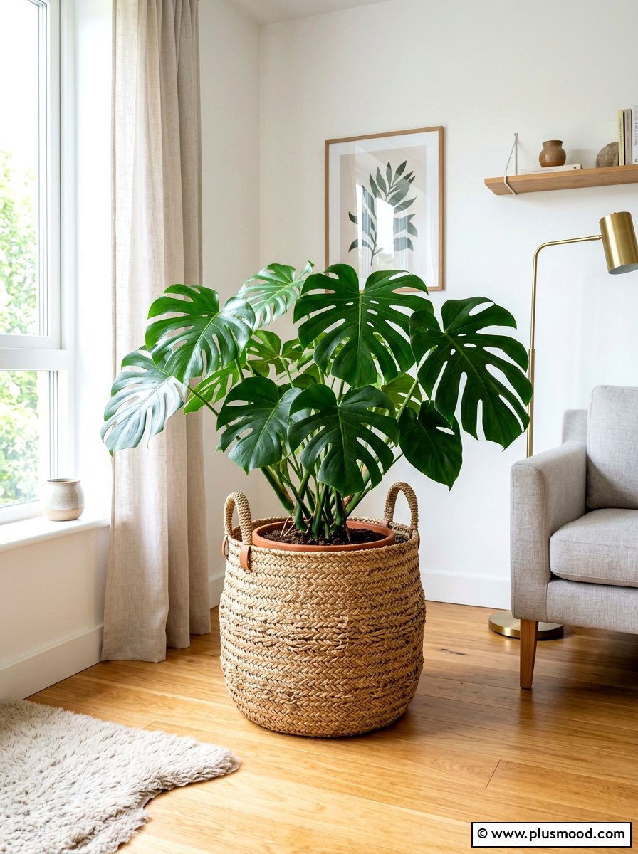Woven Basket Plant Holder - 25 summer small planter ideas