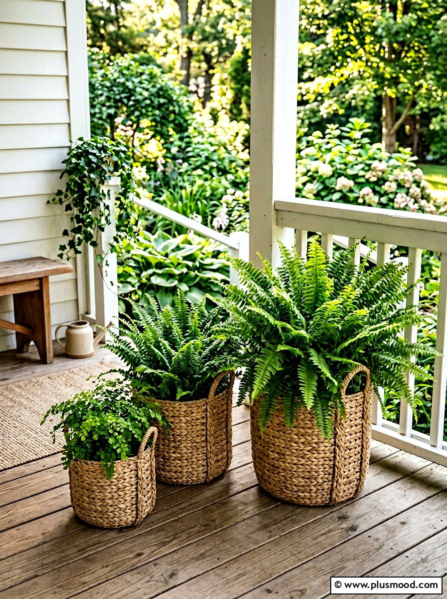 Woven Basket Planter Decor - 25 summer front porch decor ideas for apartments