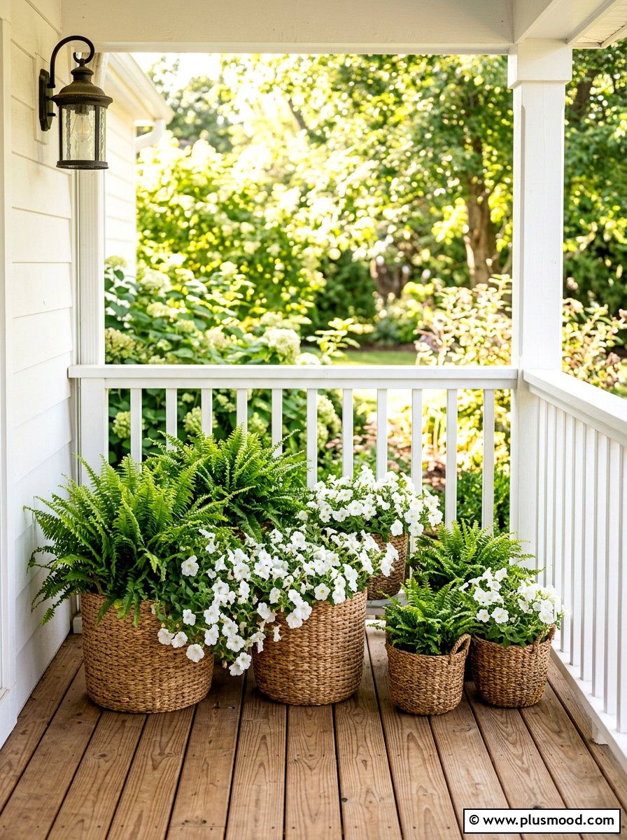 Woven Basket Planters - 25 late summer front porch ideas