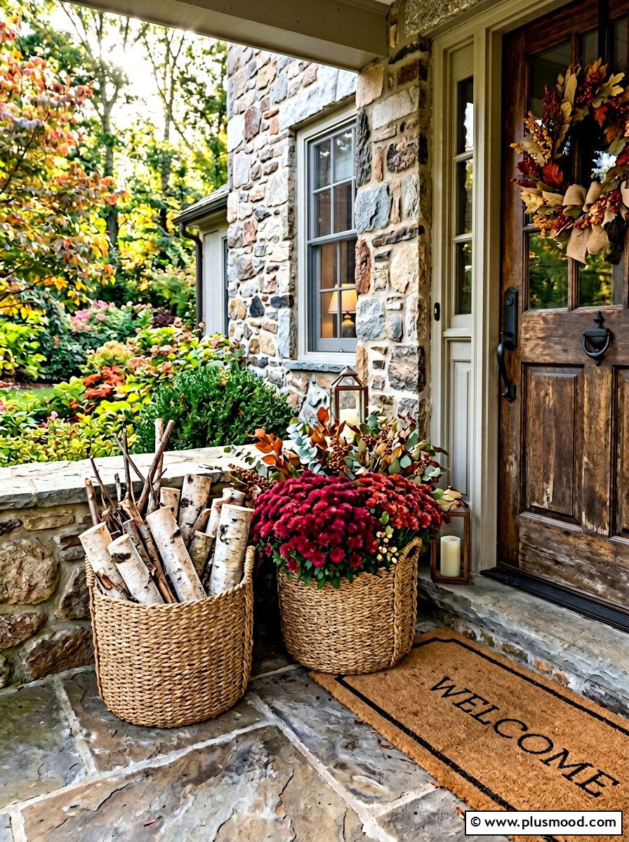 Woven Basket Porch Decor - 25 summer to fall porch decor ideas