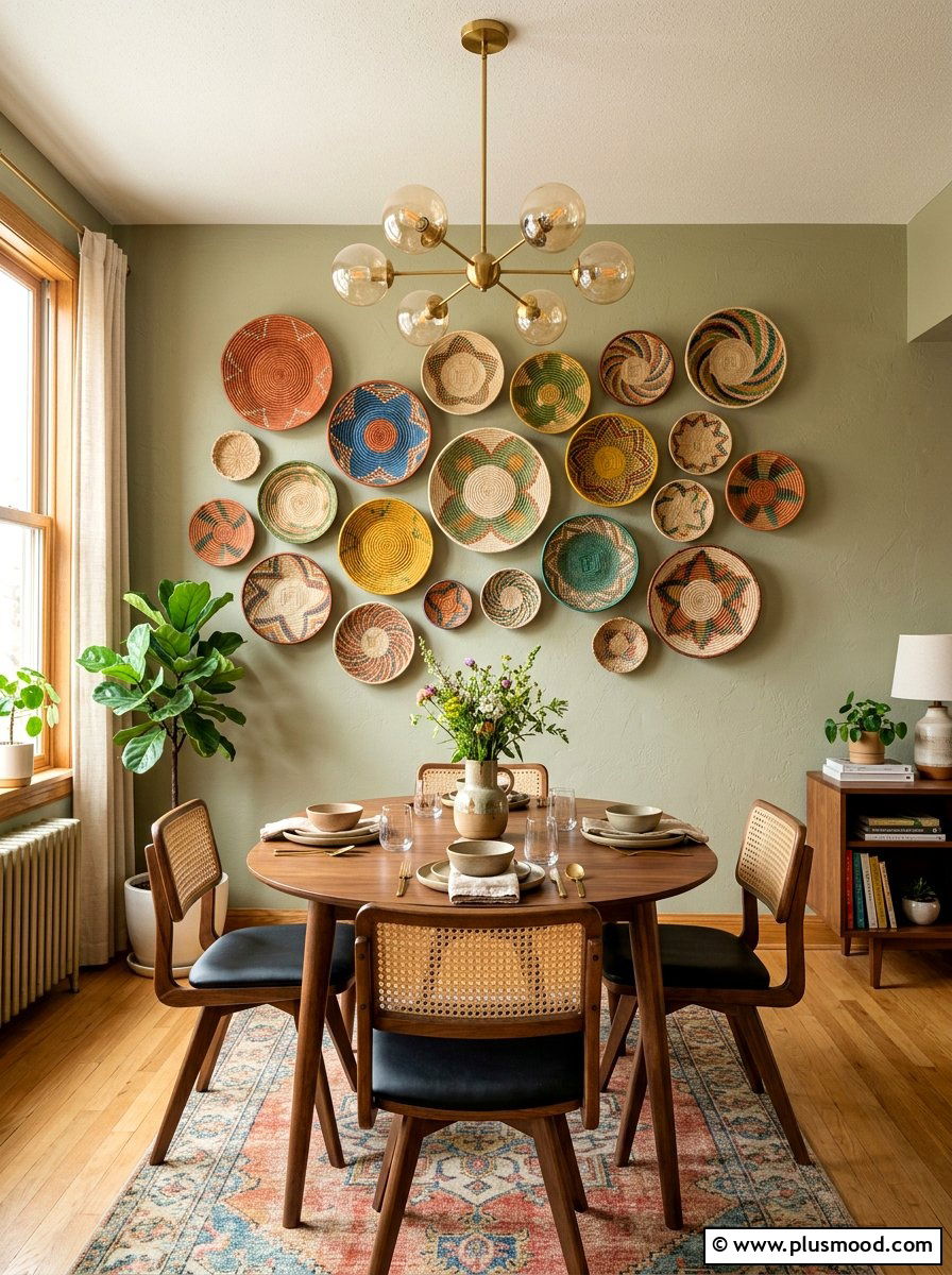 Woven Basket Wall - 25 summer boho home decor ideas