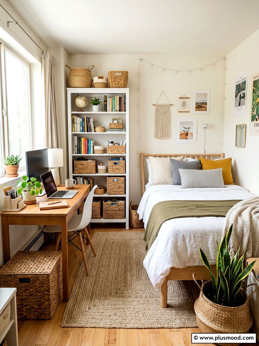 Woven Dorm Storage Bins - 25 summer dorm room ideas