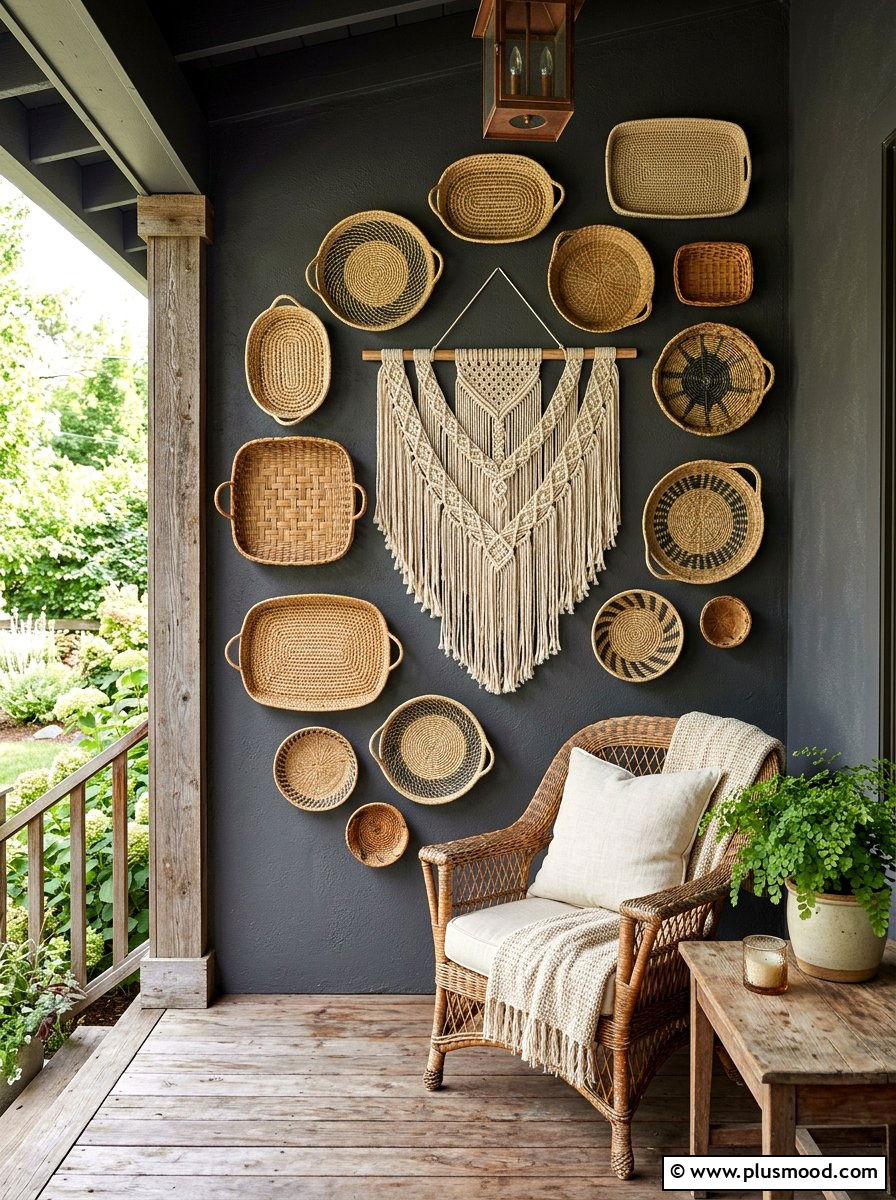 Woven Front Porch Wall Decor - 25 summer boho front porch ideas