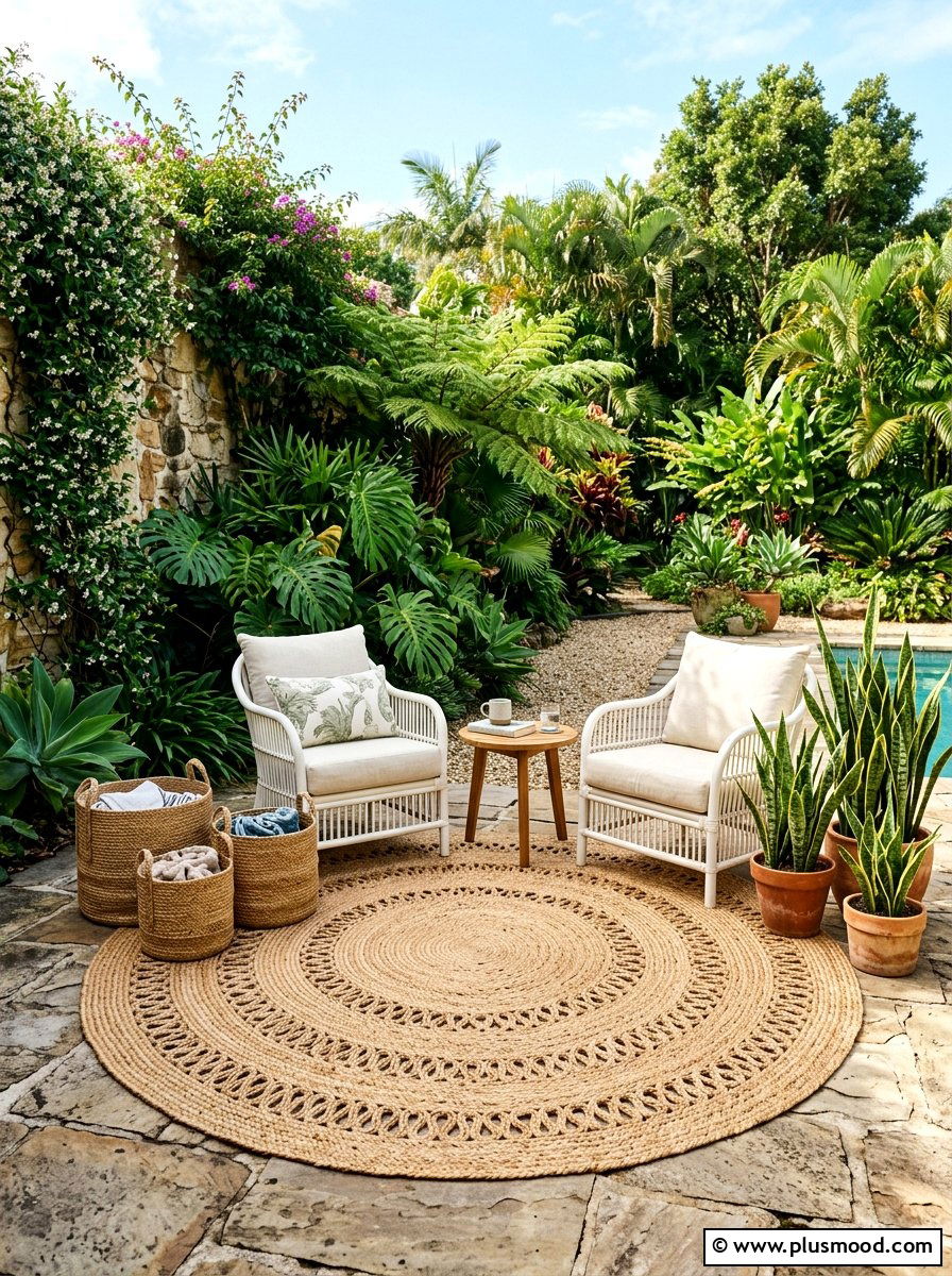 Woven Jute Setup - 25 summer tropical patio ideas