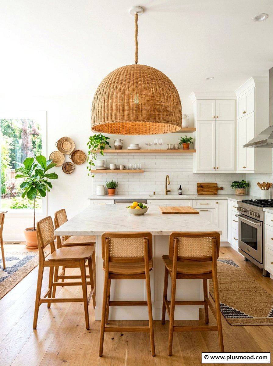 Woven Pendant Light - 25 late summer boho decor ideas