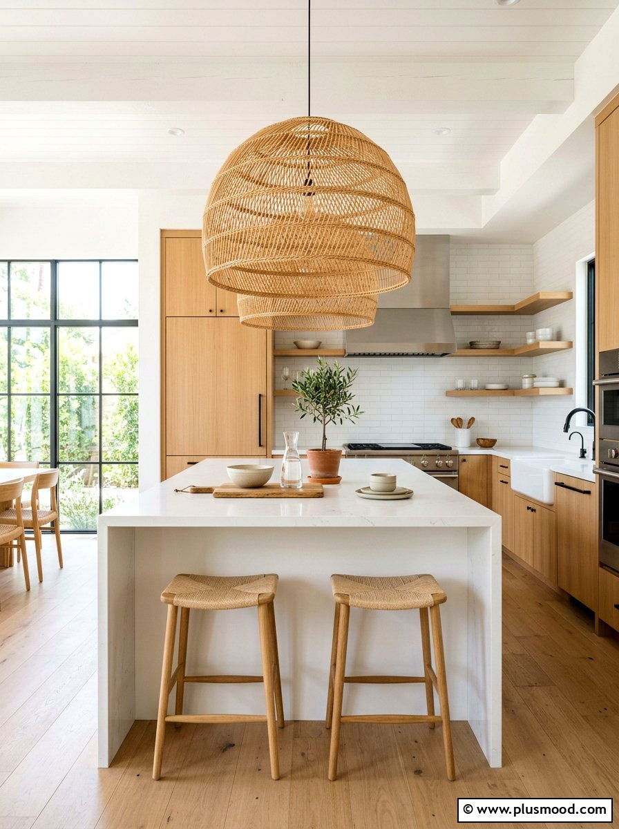 Woven Pendant Lighting - 25 summer neutral decor ideas