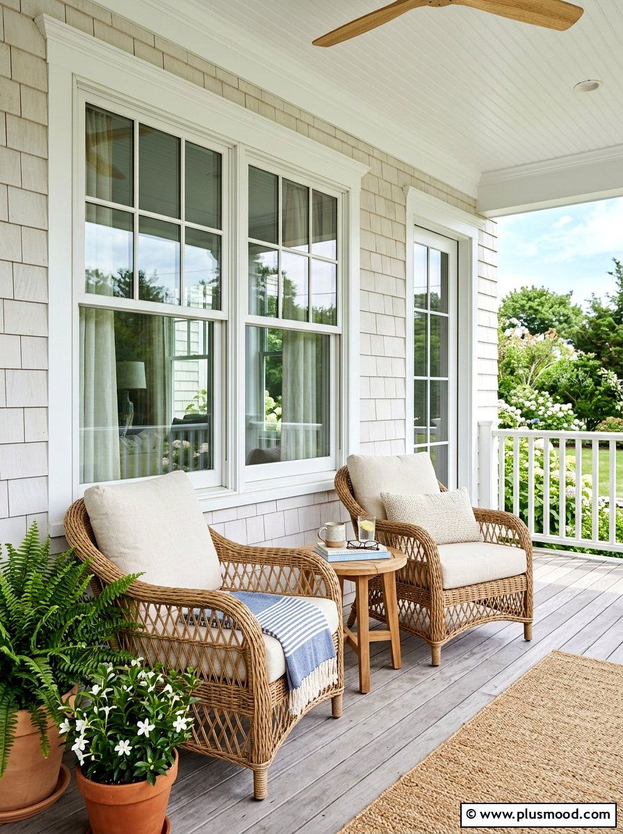 Woven Porch Furniture - 25 summer neutral curb appeal ideas