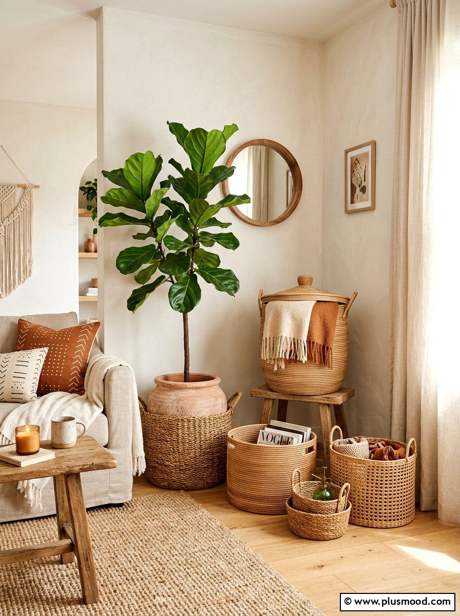 Woven Rattan Basket - 25 summer decorating ideas on a budget