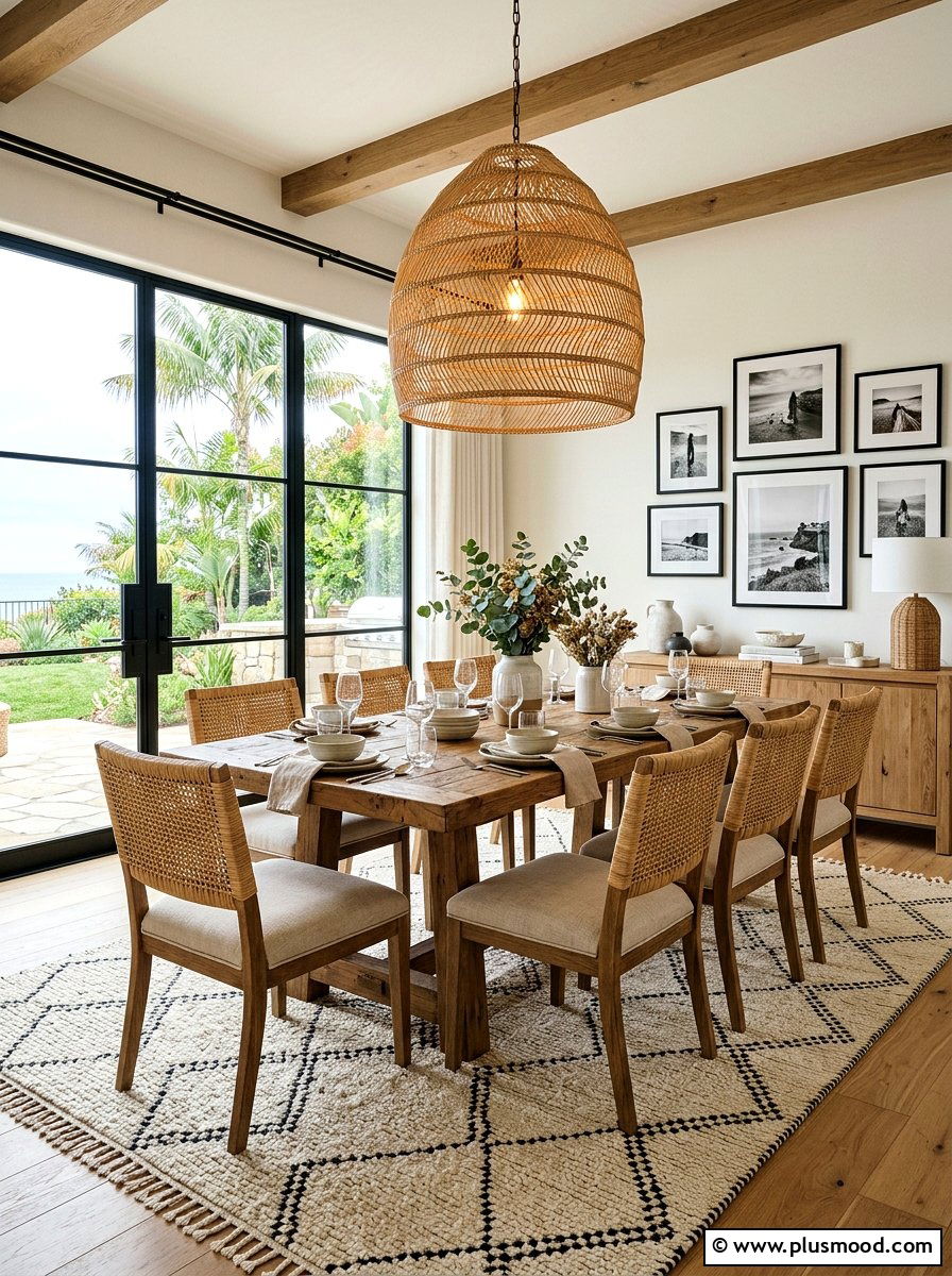 Woven Rattan Dining Room - 25 late summer dining room ideas