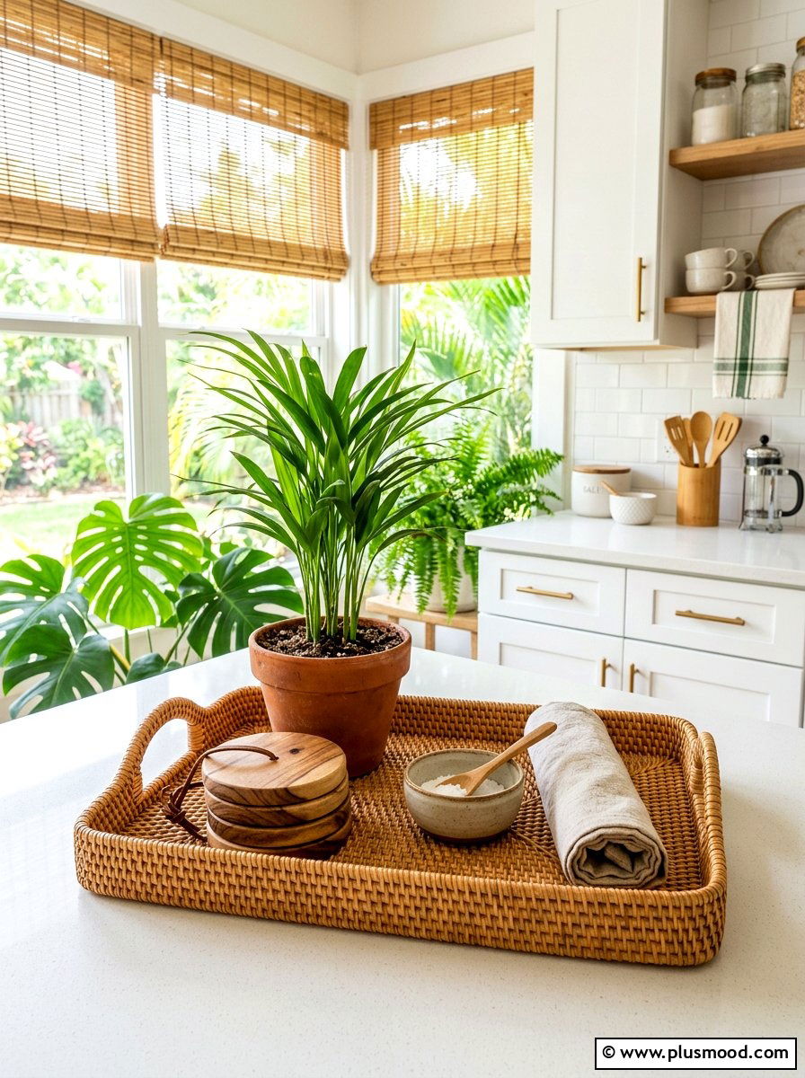 Woven Rattan Kitchen Tray - 25 summer kitchen tray decor ideas