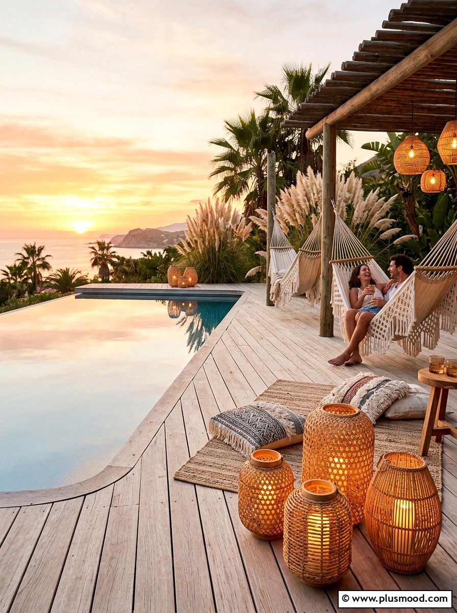 Woven Rattan Lanterns For Boho Pool - 25 pool landscaping ideas with lanterns