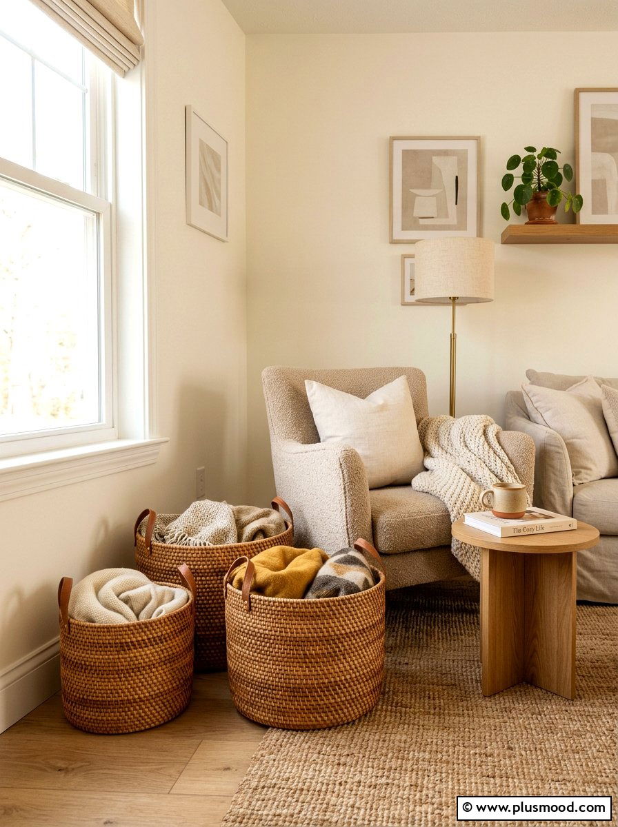 Woven Rattan Storage Basket - 25 summer rattan decor ideas