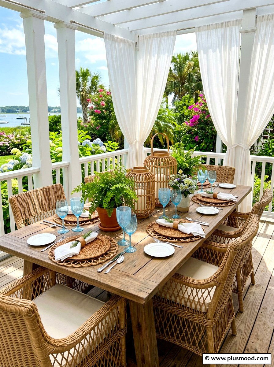 Woven Rattan Summer Table - 25 late summer tablescape ideas