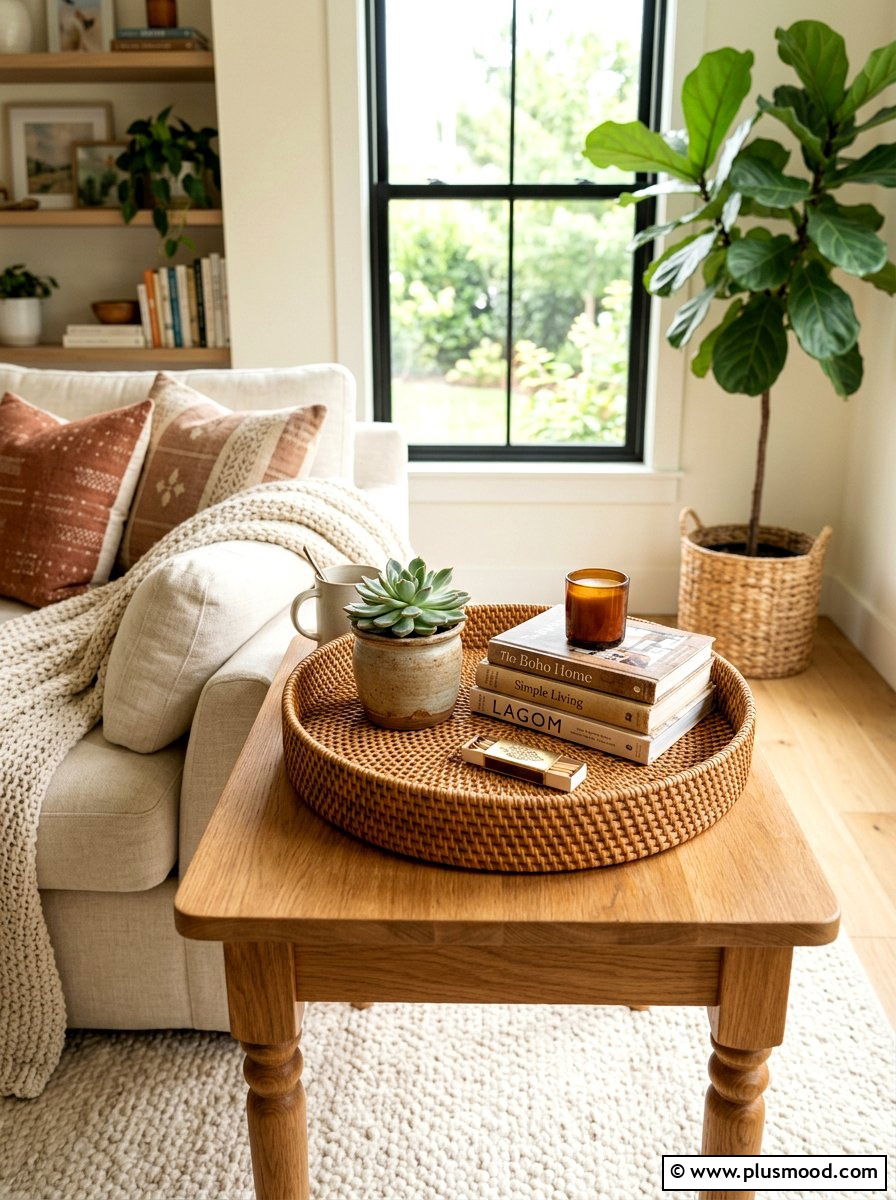 Woven Rattan Tray - 25 summer end table decor ideas