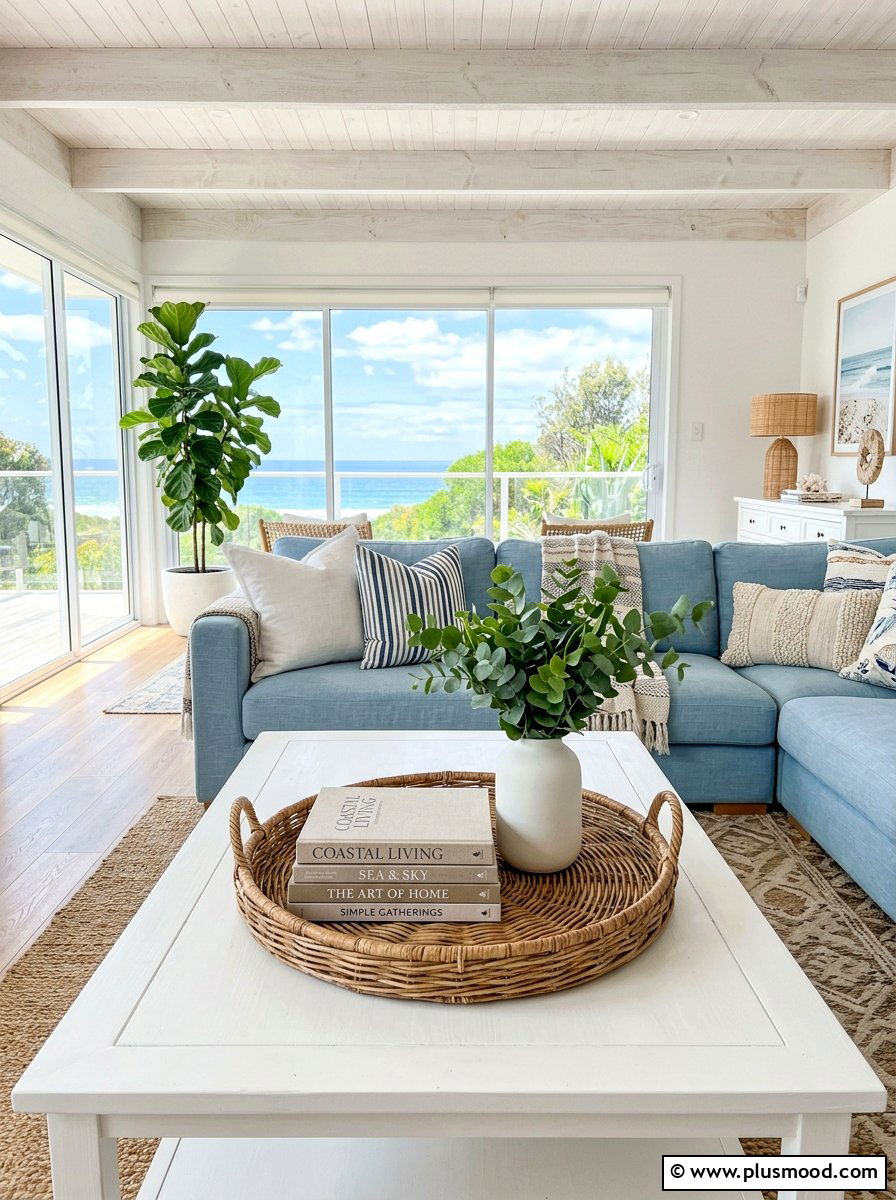 Woven Rattan Tray - 25 summer coffee table decor ideas