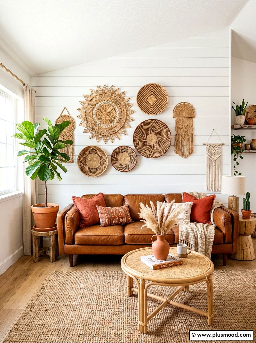 Woven Rattan Wall Decor - 25 summer wall art ideas for living room