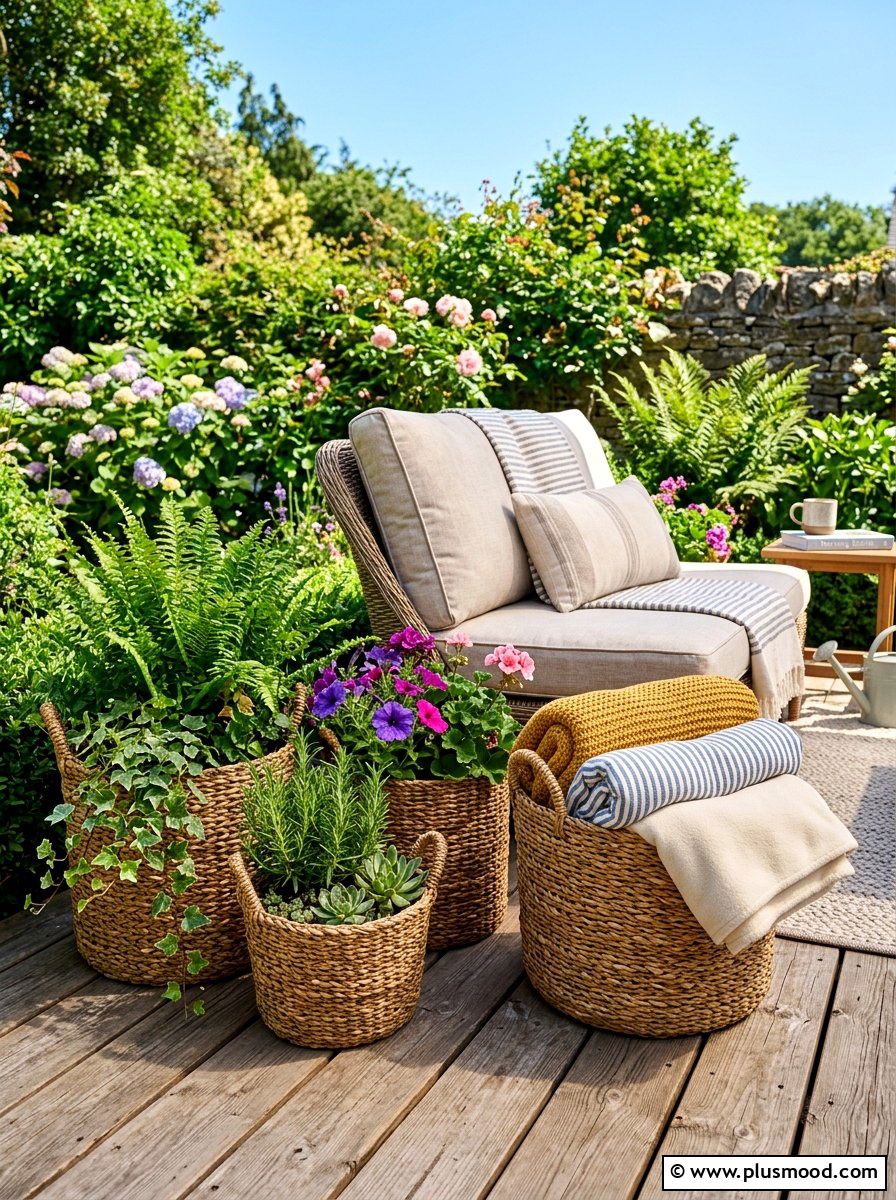 Woven Seagrass Basket - 25 summer boho patio decor ideas