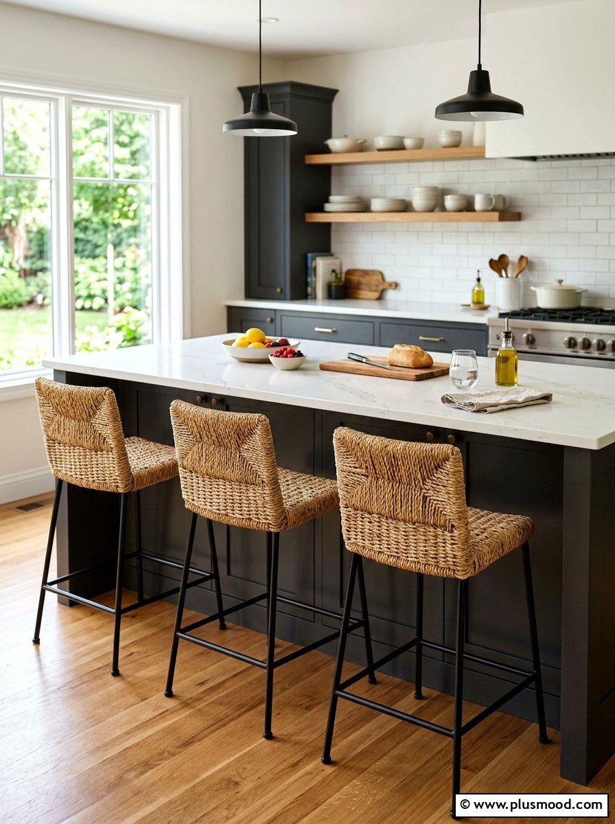 Woven Seagrass Seating Nook - 25 late summer kitchen decor ideas