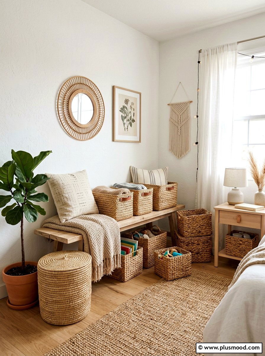 Woven Storage Baskets - 25 cool summer bedroom ideas