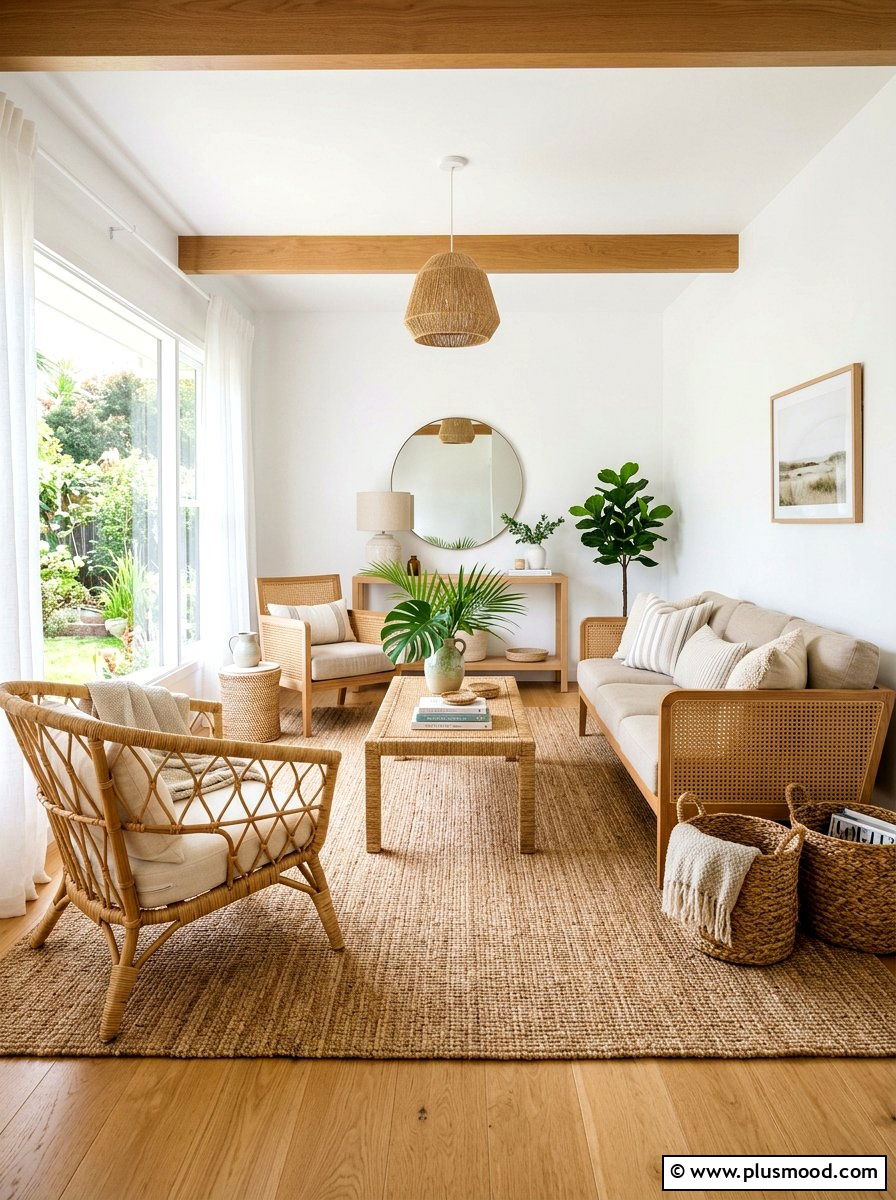 Woven Texture Summer Living Room - 25 summer easy living room makeover ideas