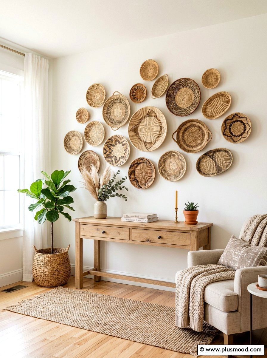 Woven Wall Basket - 25 farmhouse summer living room ideas