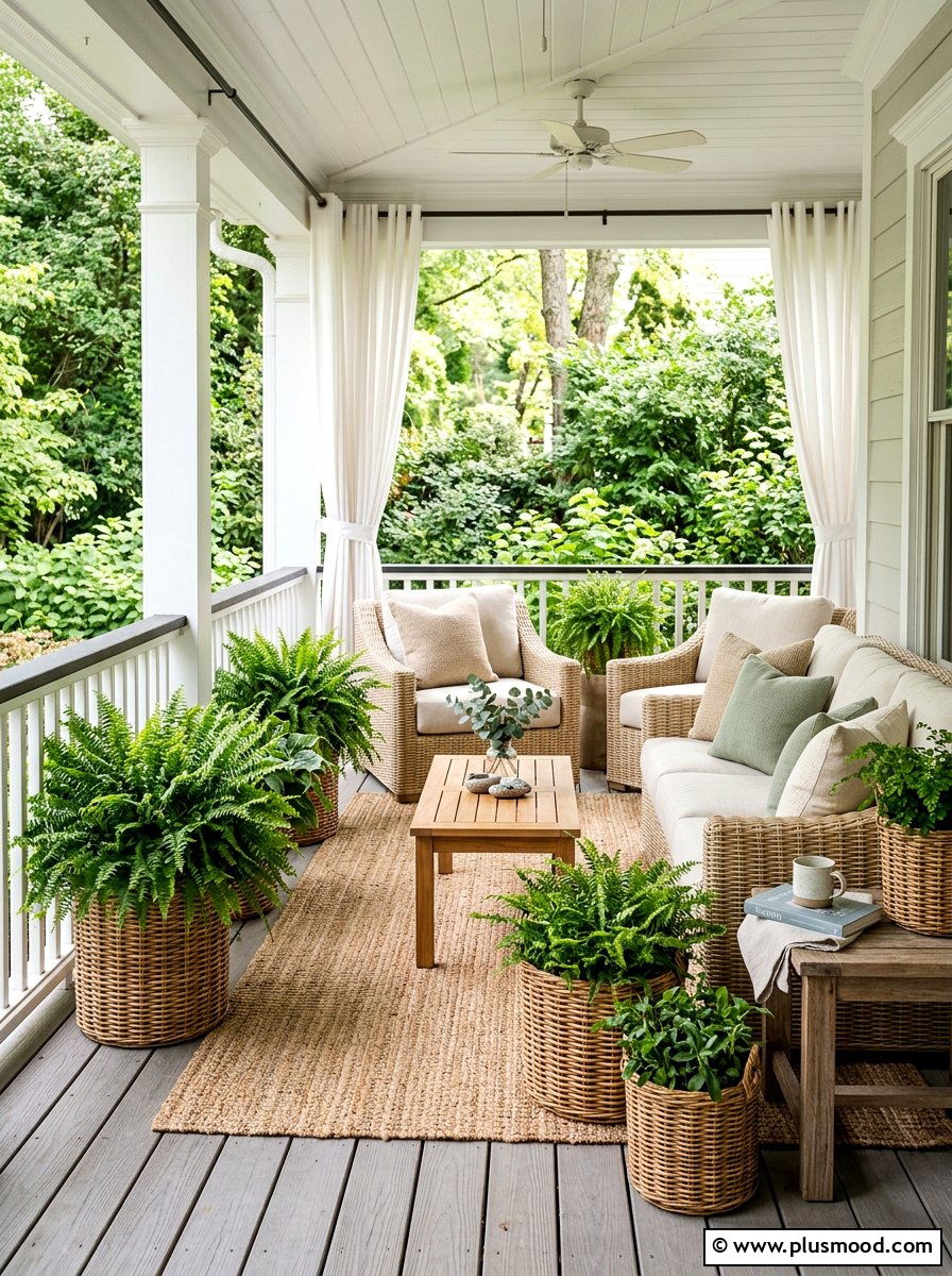 Woven Wicker Basket Planter - 25 summer curb appeal planter ideas