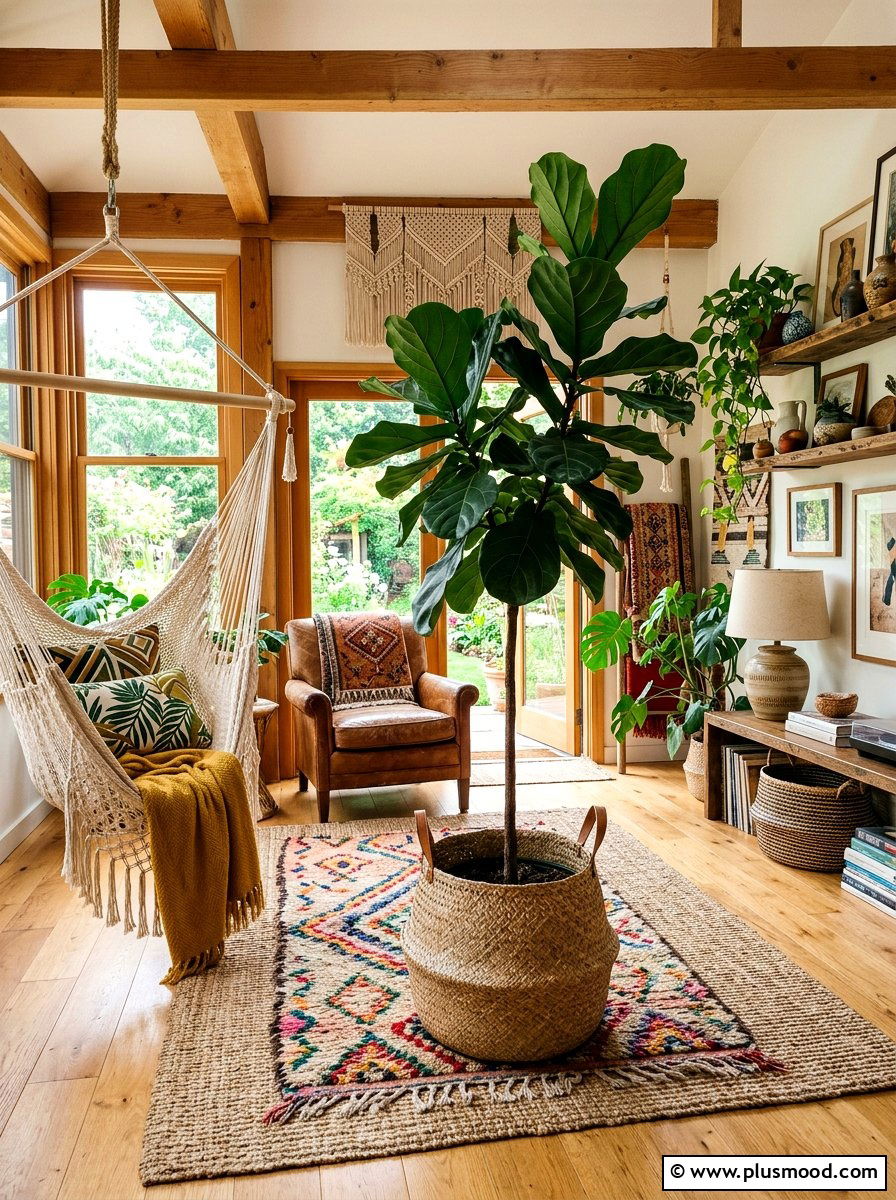 Woven basket greenery - 25 summer greenery decor ideas for living room