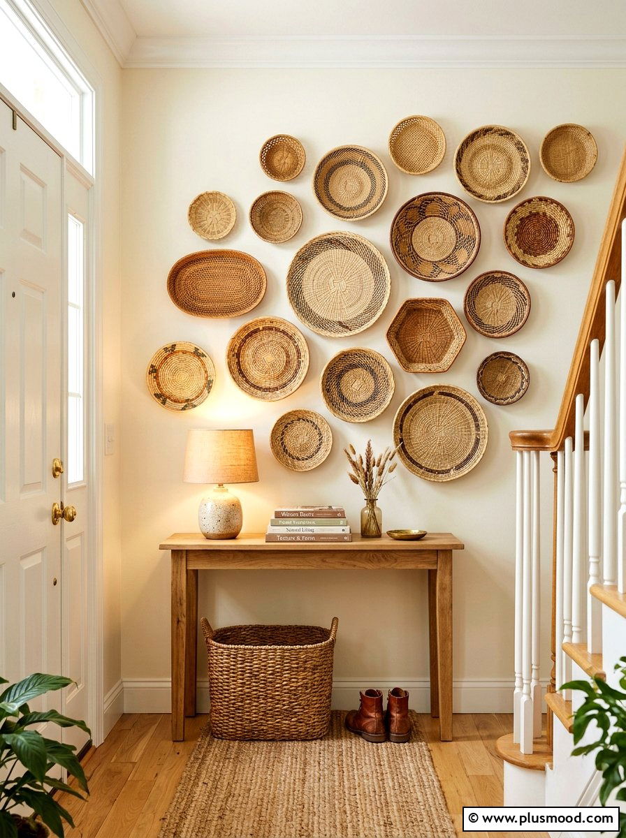 Woven basket wall - 25 late summer decor ideas
