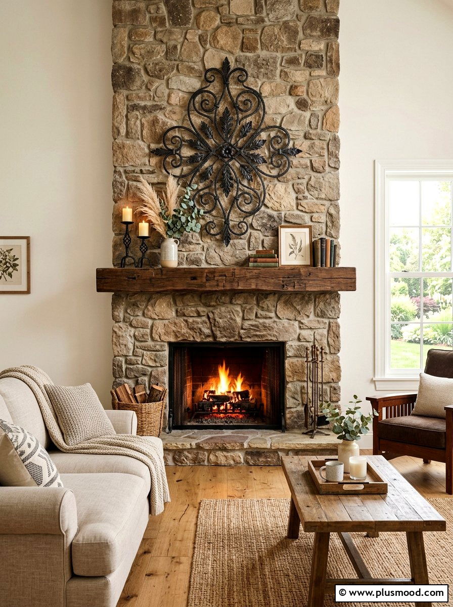 Wrought Iron Accent Mantel - 25 summer to fall mantel ideas