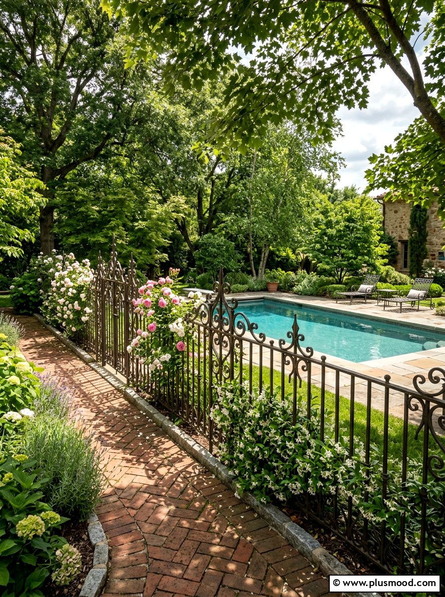Wrought Iron Fence - 25 pool landscaping ideas with fence