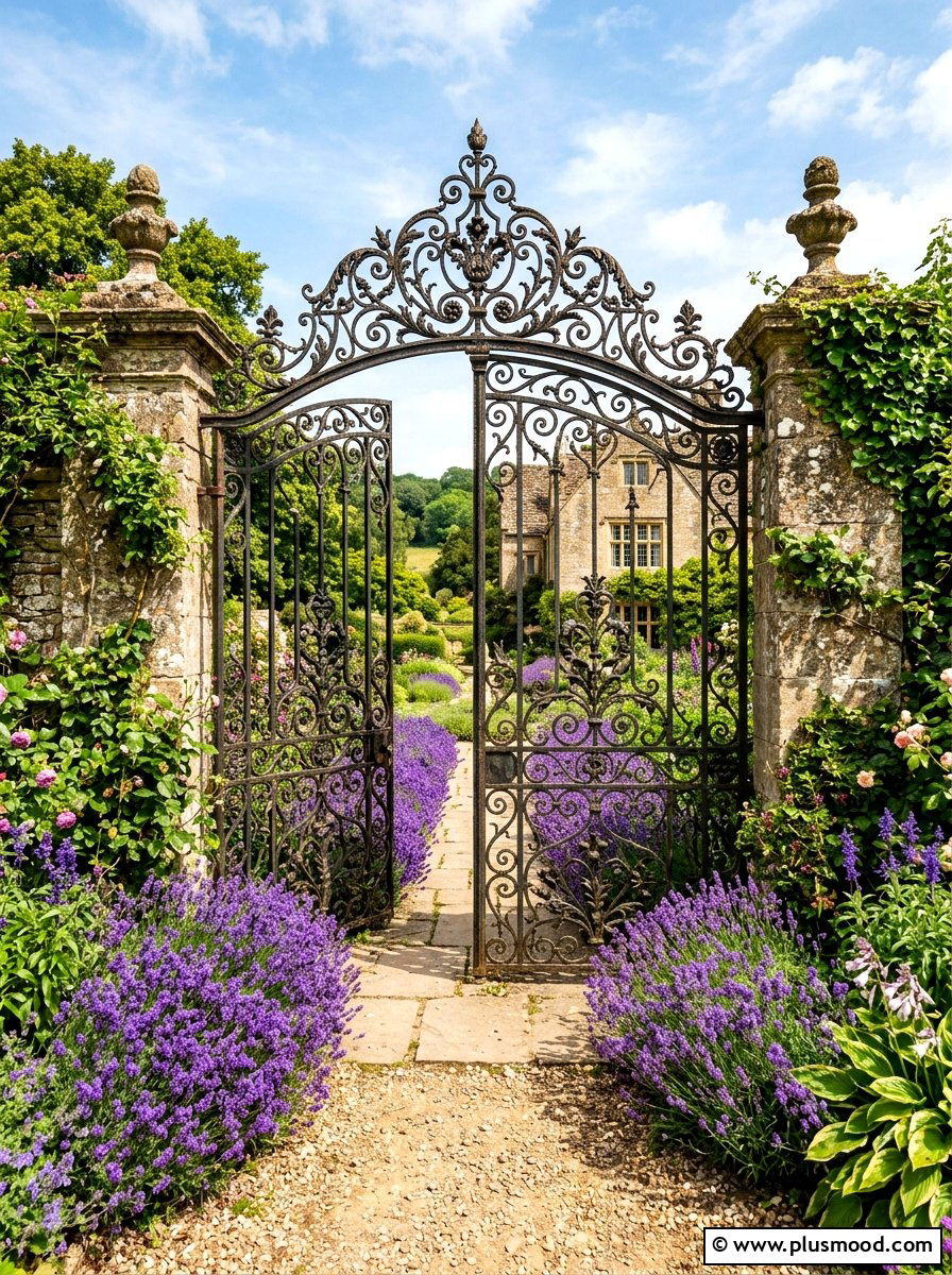 Wrought Iron Flower Gate - 25 summer garden gate front yard ideas