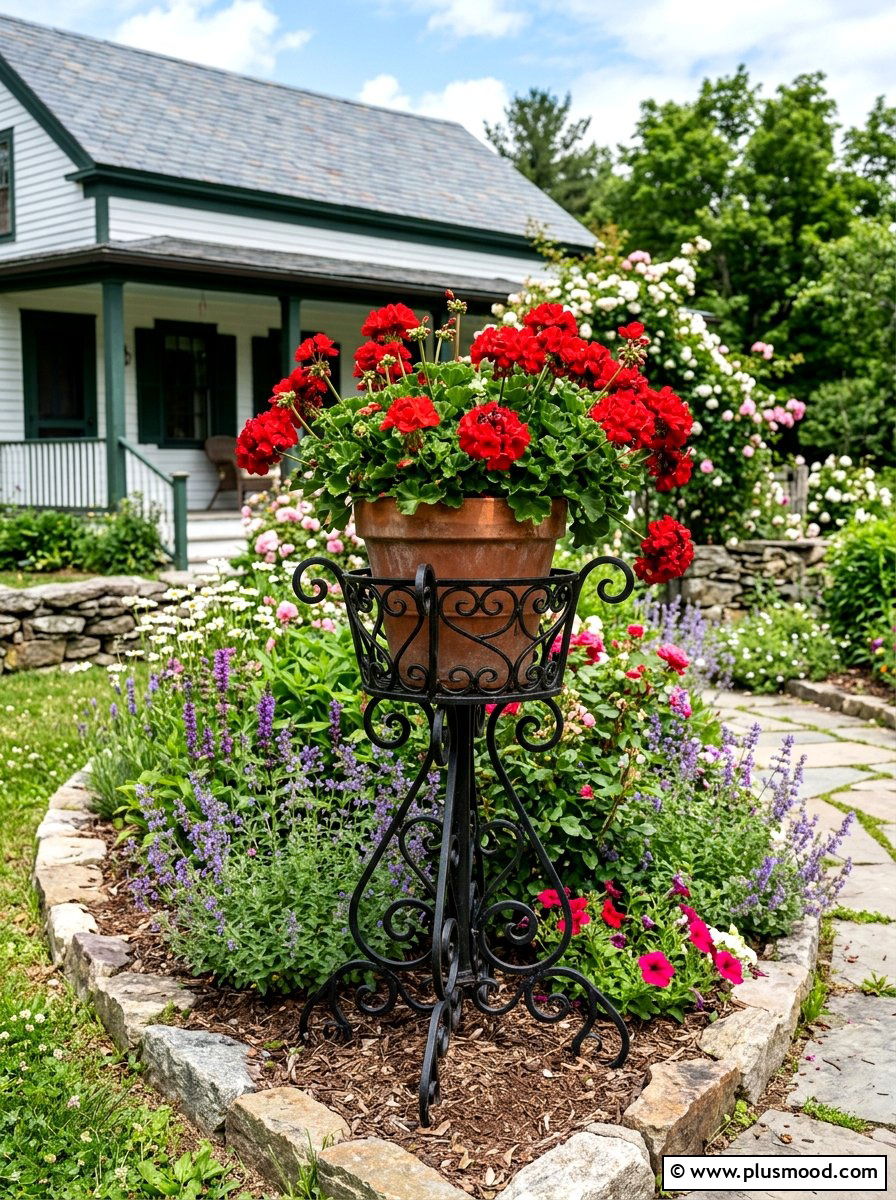 Wrought Iron Planter Stand - 25 summer farmhouse planter ideas