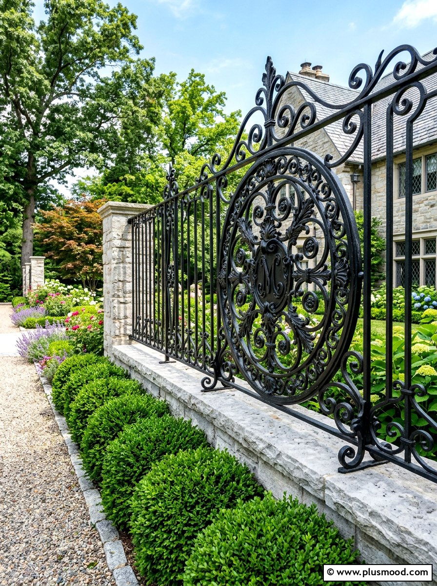 Wrought iron fence art - 25 summer backyard fence decor ideas