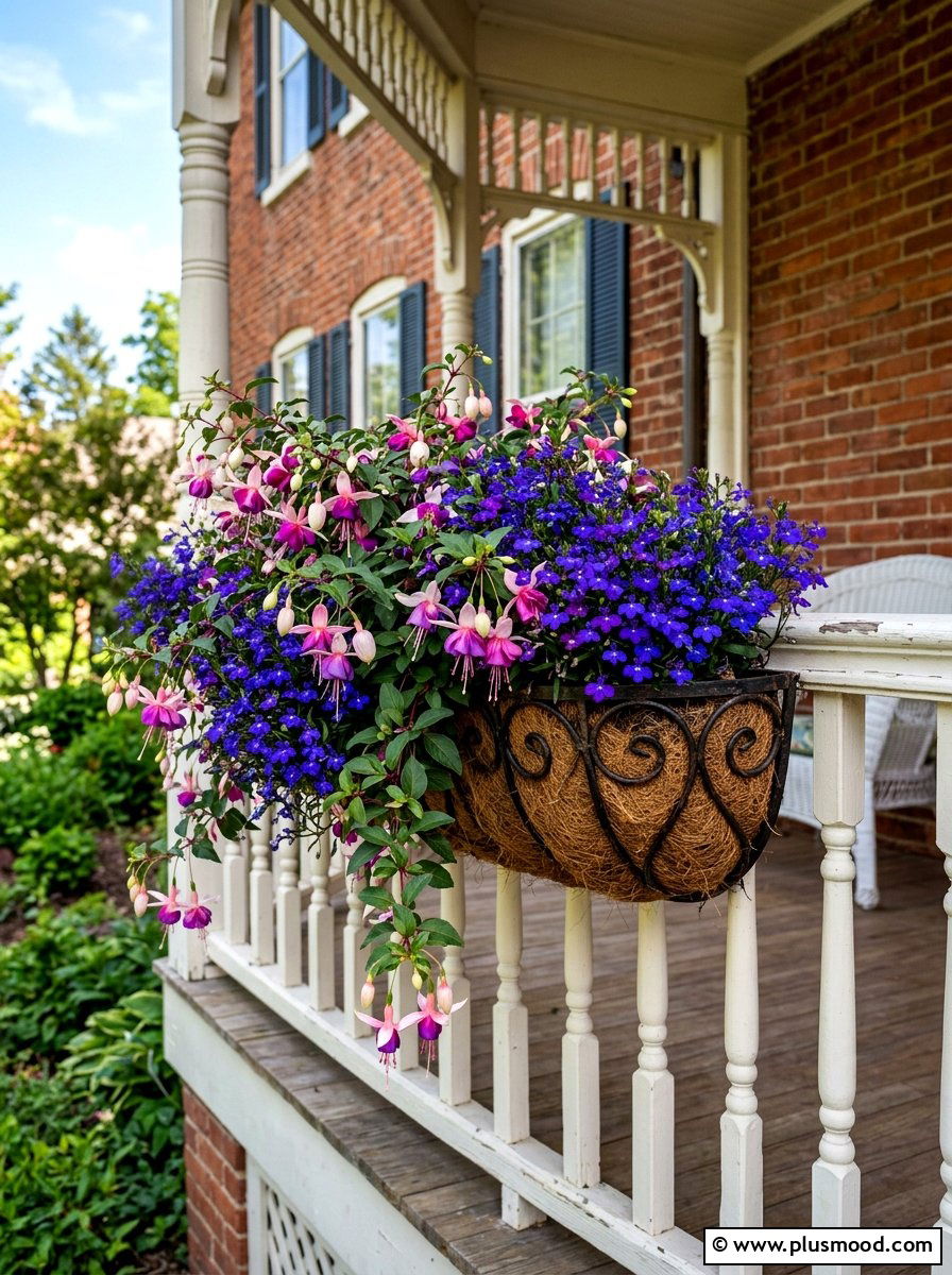 Wrought iron railing planter basket - 25 summer railing planter ideas