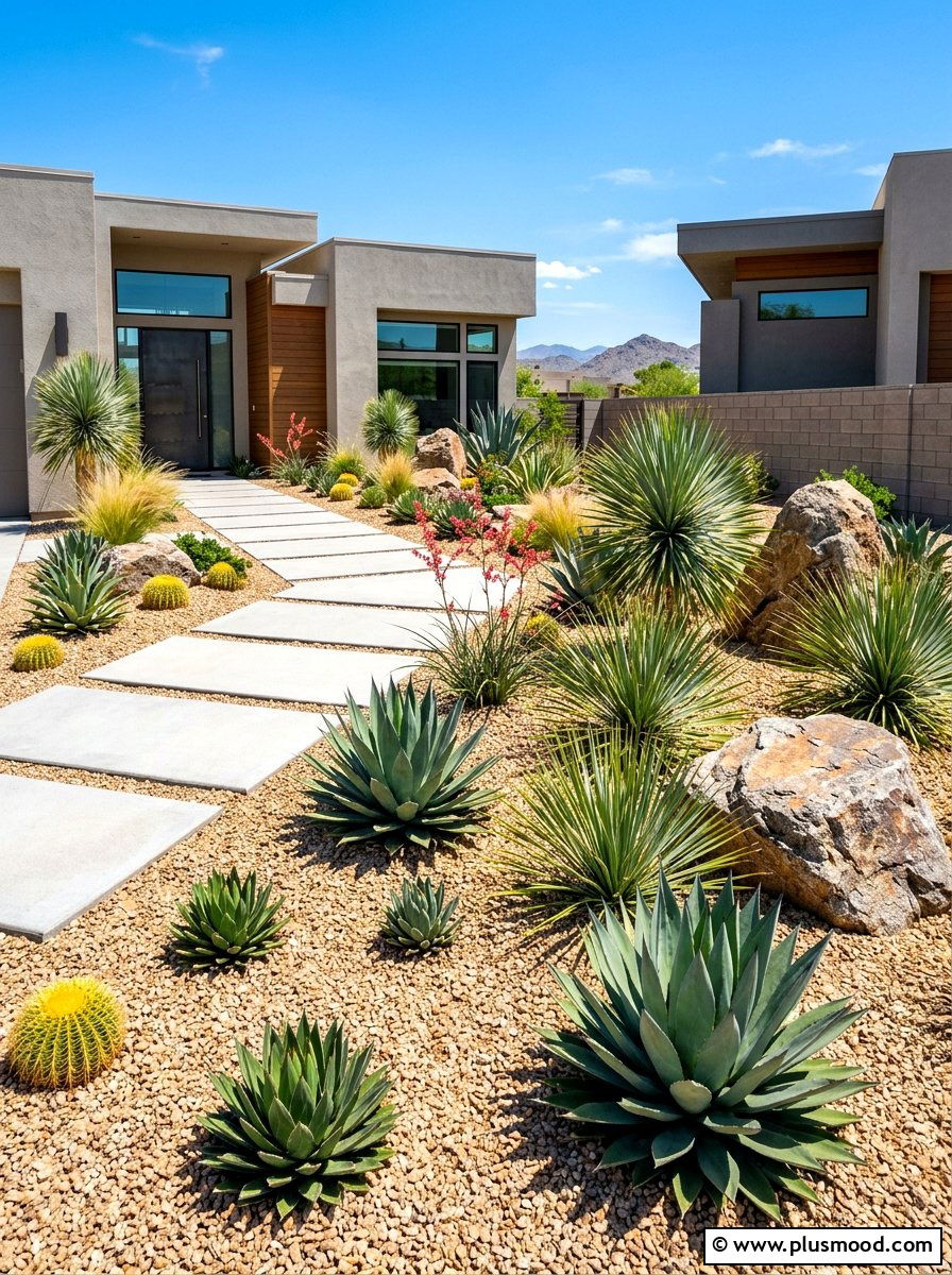 Xeriscape front yard garden - 25 summer backyard ideas
