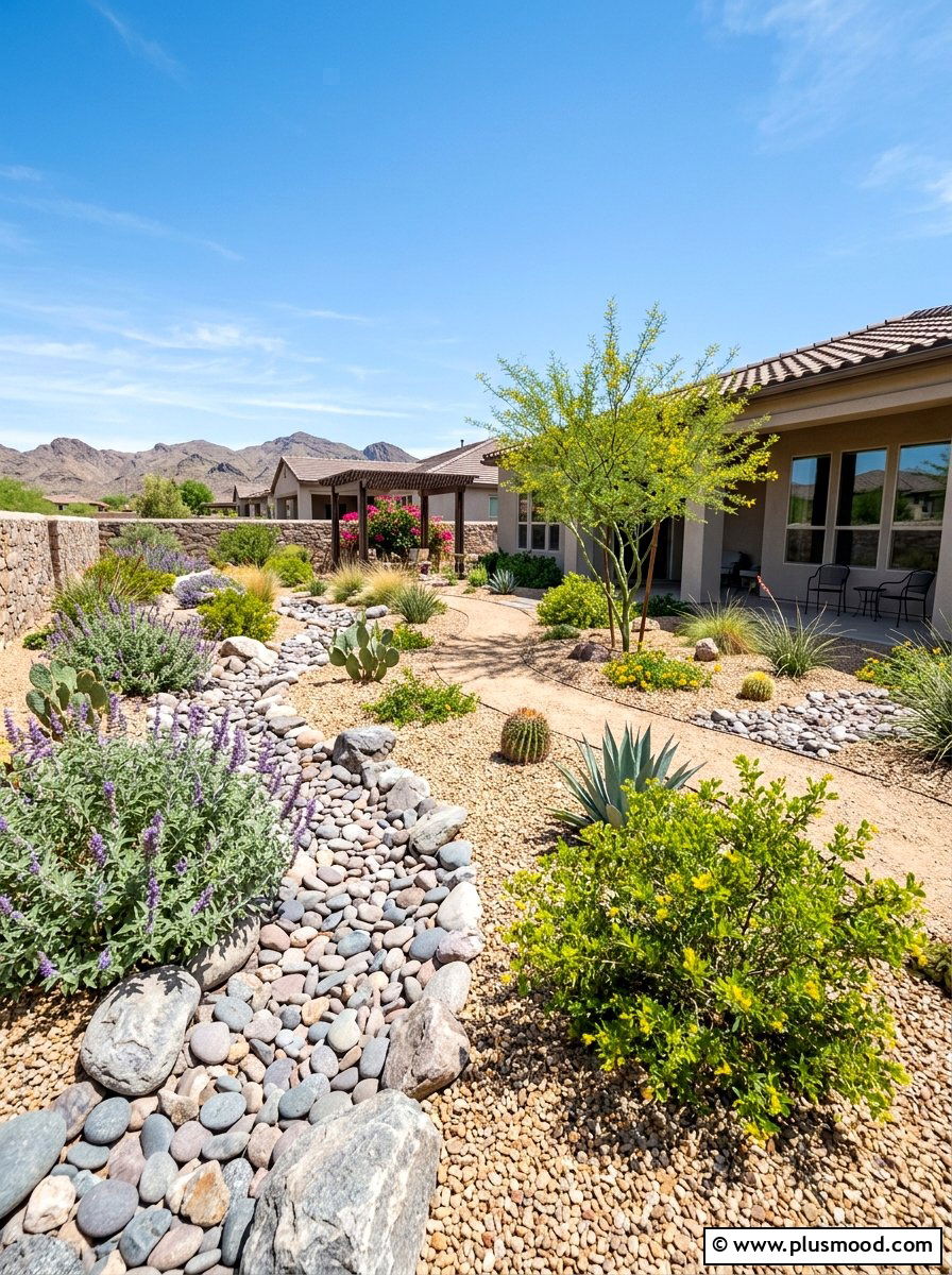 Xeriscape garden with gravel - 25 summer desert landscaping ideas